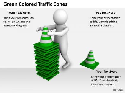 2413 green colored traffic cones ppt graphics icons powerpoint