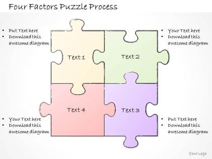 2502 business ppt diagram four factors puzzle process powerpoint template