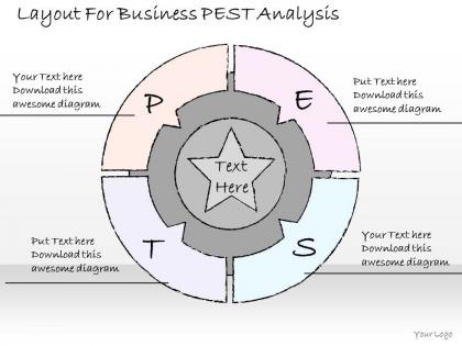 2502 business ppt diagram layout for business pest analysis powerpoint template