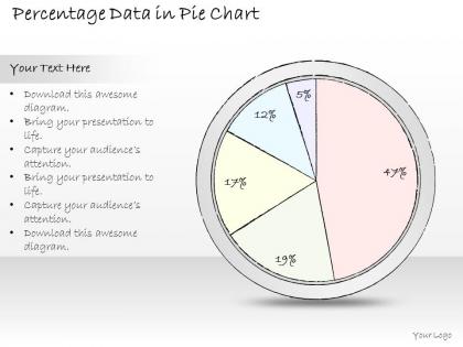 2502 business ppt diagram percentage data in pie chart powerpoint template