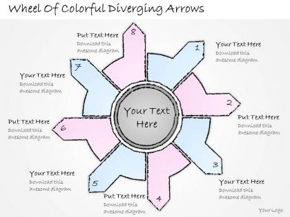 2502 business ppt diagram wheel of colorful diverging arrows powerpoint template