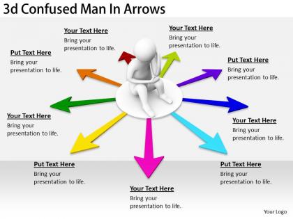 2513 3d confused man in arrows ppt graphics icons powerpoint