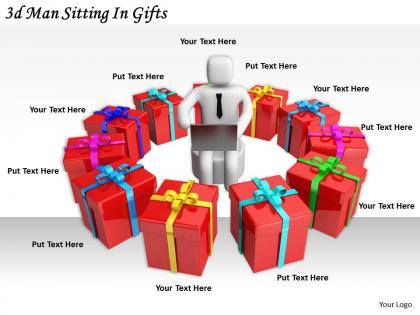 2513 3d man sitting in gifts ppt graphics icons powerpoint