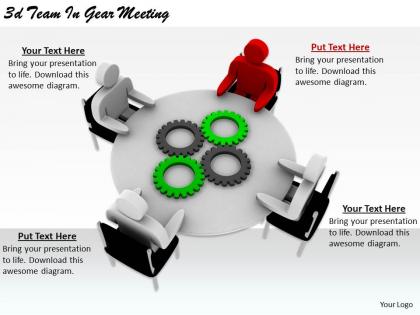 2513 3d team in gear meeting ppt graphics icons powerpoint