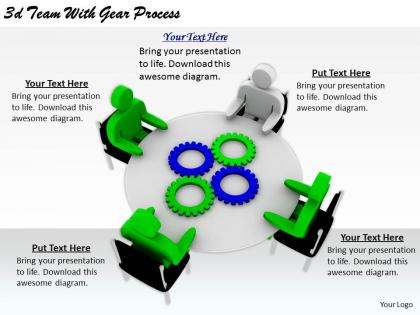 2513 3d team with gear process ppt graphics icons powerpoint