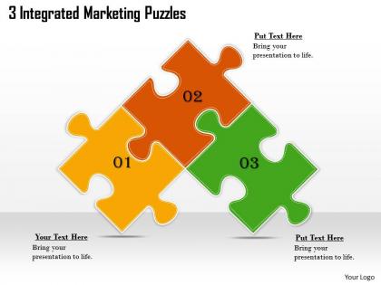 2613 business ppt diagram 3 integrated marketing puzzles powerpoint template
