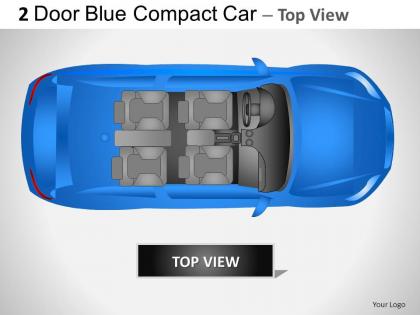 2 door blue compact car top view powerpoint presentation slides