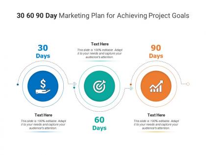 30 60 90 day marketing plan for achieving project goals infographic template