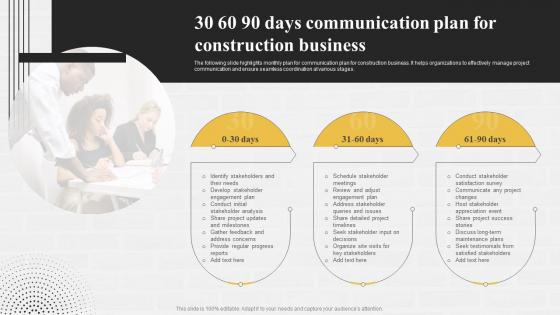 30 60 90 Days Communication Plan For Construction Business