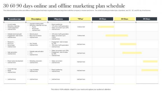 30 60 90 Days Online And Offline Marketing Plan Schedule