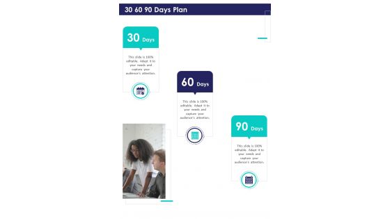 30 60 90 Days Plan Angel Investor Proposal One Pager Sample Example Document