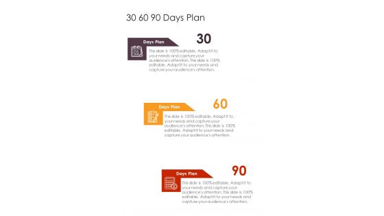 30 60 90 Days Plan Annual Plumbing Maintenance Proposal One Pager Sample Example Document