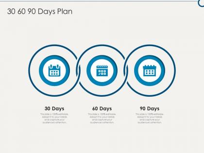 30 60 90 days plan building sustainable working environment ppt sample