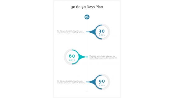 30 60 90 Days Plan Business Proposal Template One Pager Sample Example Document