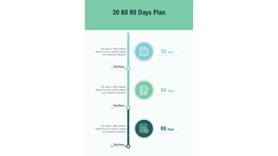 30 60 90 Days Plan Change Management Proposal One Pager Sample Example Document