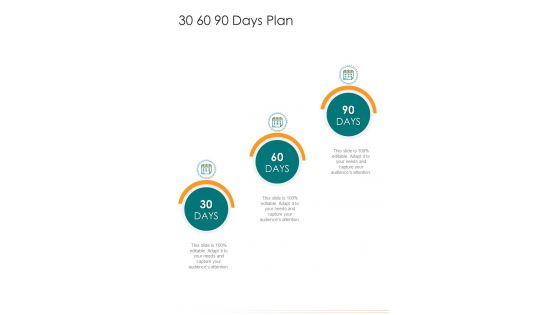 30 60 90 Days Plan Commercial Plumbing Services Proposal One Pager Sample Example Document