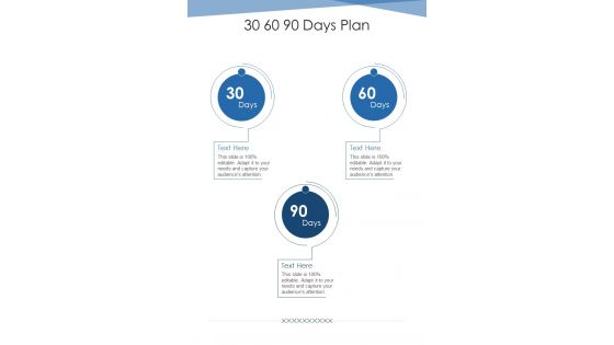 30 60 90 Days Plan Content Marketing Strategy Proposal One Pager Sample Example Document