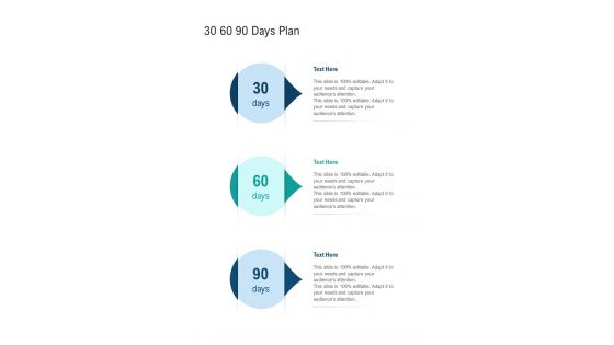 30 60 90 Days Plan Creative Service Proposal One Pager Sample Example Document