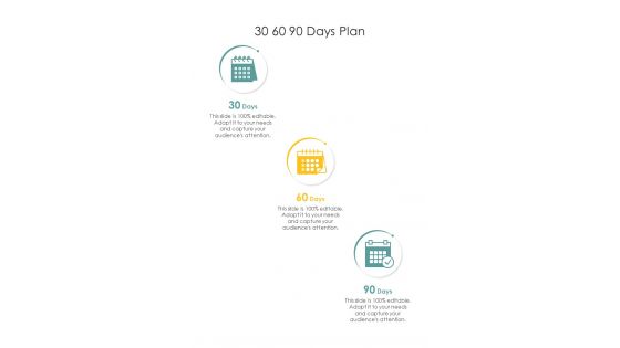 30 60 90 Days Plan Employee Hiring Proposal One Pager Sample Example Document