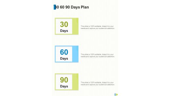 30 60 90 Days Plan Event Announcer Proposal One Pager Sample Example Document