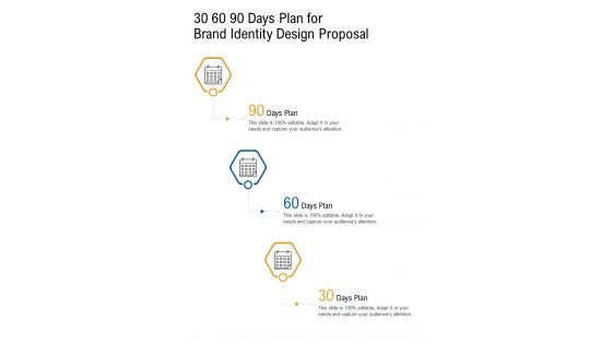 30 60 90 Days Plan For Brand Identity Design Proposal One Pager Sample Example Document