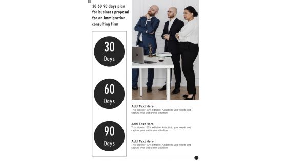 30 60 90 Days Plan For Business An Immigration Consulting Firm One Pager Sample Example Document