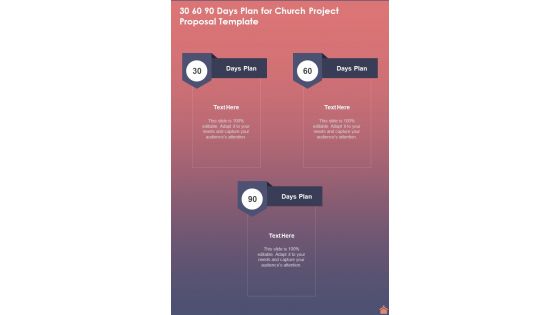 30 60 90 Days Plan For Church Project Template One Pager Sample Example Document