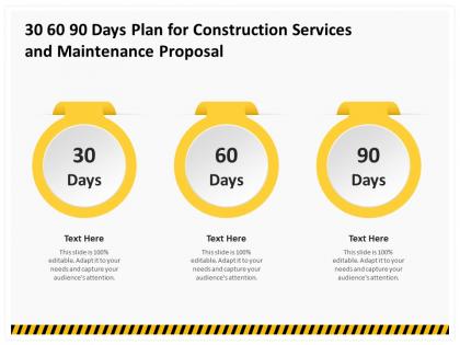 30 60 90 days plan for construction services and maintenance proposal ppt clipart