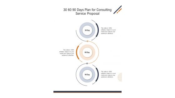 30 60 90 Days Plan For Consulting Service Proposal One Pager Sample Example Document