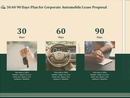 30 60 90 days plan for corporate automobile lease proposal ppt file design
