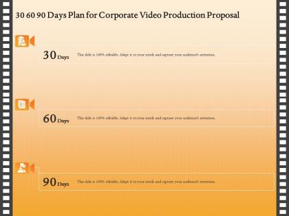 30 60 90 days plan for corporate video production proposal ppt gallery