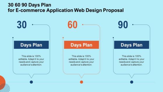 30 60 90 days plan for e commerce application web design proposal ppt slides outline