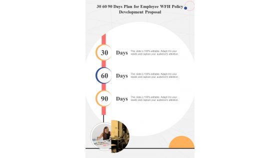 30 60 90 Days Plan For Employee WFH Policy One Pager Sample Example Document