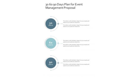 30 60 90 Days Plan For Event Management Proposal One Pager Sample Example Document