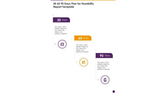 30 60 90 Days Plan For Feasibility Report Template One Pager Sample Example Document