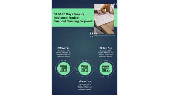 30 60 90 Days Plan For Freelance Product Blueprint Planning Proposal One Pager Sample Example Document