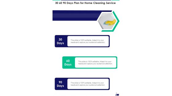 30 60 90 Days Plan For Home Cleaning Service One Pager Sample Example Document