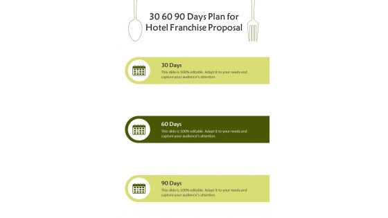 30 60 90 Days Plan For Hotel Franchise Proposal One Pager Sample Example Document