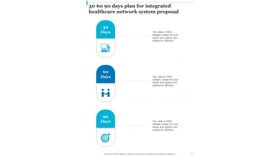 30 60 90 Days Plan For Integrated Healthcare Network System One Pager Sample Example Document