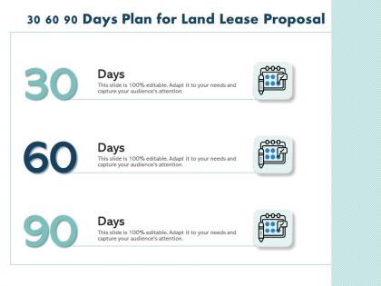 30 60 90 days plan for land lease proposal ppt powerpoint presentation topics