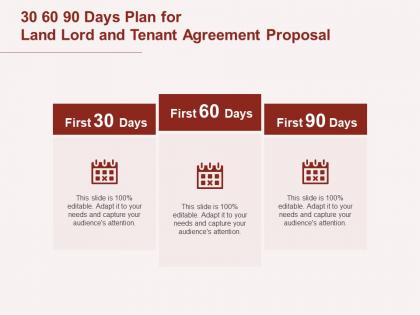 30 60 90 days plan for land lord and tenant agreement proposal ppt powerpoint presentation model