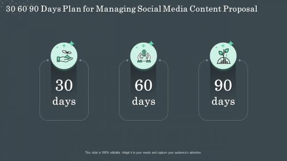 30 60 90 days plan for managing social media content proposal ppt powerpoint presentation