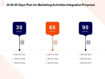 30 60 90 days plan for marketing activities integration proposal ppt powerpoint outline