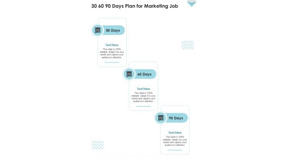 30 60 90 Days Plan For Marketing Job Proposal For Marketing Job One Pager Sample Example Document