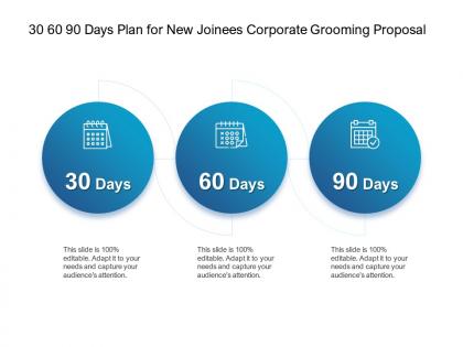 30 60 90 days plan for new joinees corporate grooming proposal ppt template