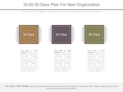 30 60 90 days plan for new organization ppt slides