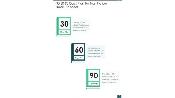 30 60 90 Days Plan For Non Fiction Book Proposal One Pager Sample Example Document
