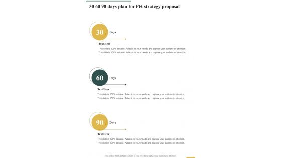 30 60 90 Days Plan For Pr Strategy Proposal One Pager Sample Example Document