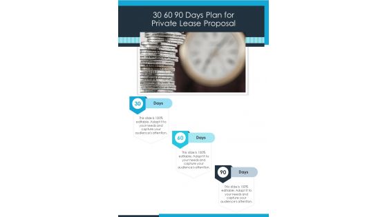 30 60 90 Days Plan For Private Lease Proposal One Pager Sample Example Document