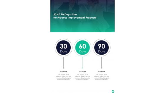 30 60 90 Days Plan For Process Improvement Proposal One Pager Sample Example Document